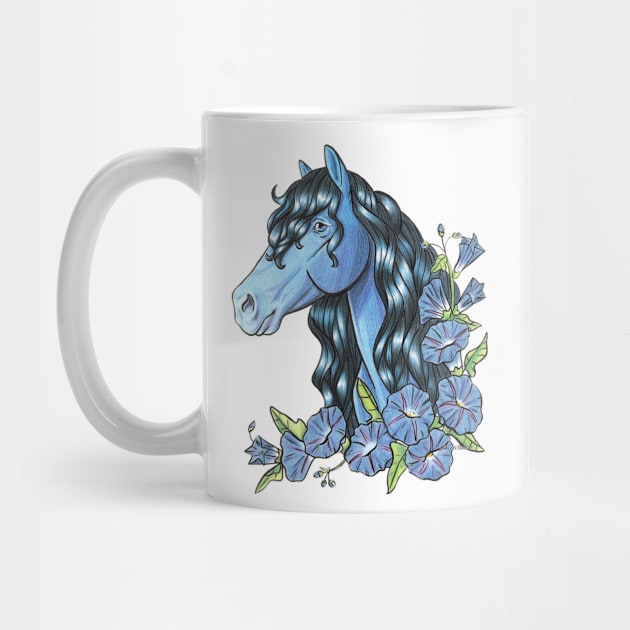 Sapphire Horse with Morning Glory by lizstaley